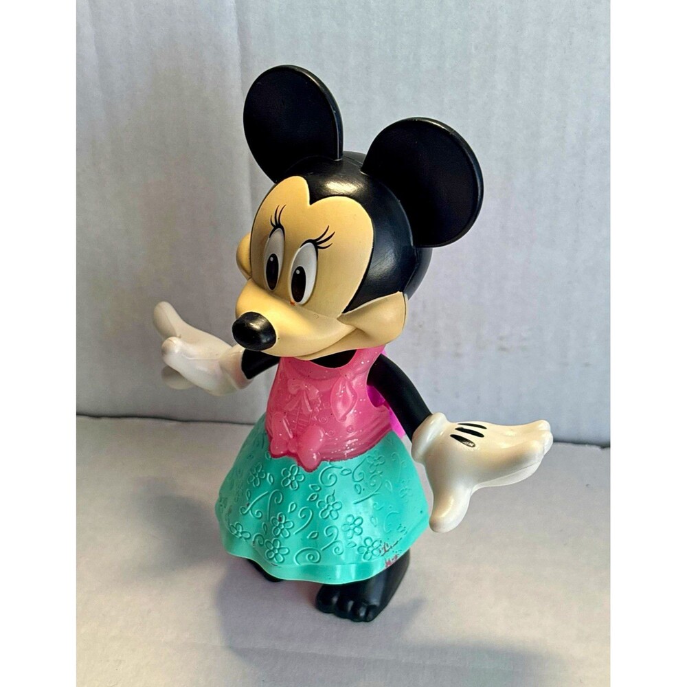 Disney Minnie Mouse Figurine Toy Figure Pink Top Teal Skirt 6" Height